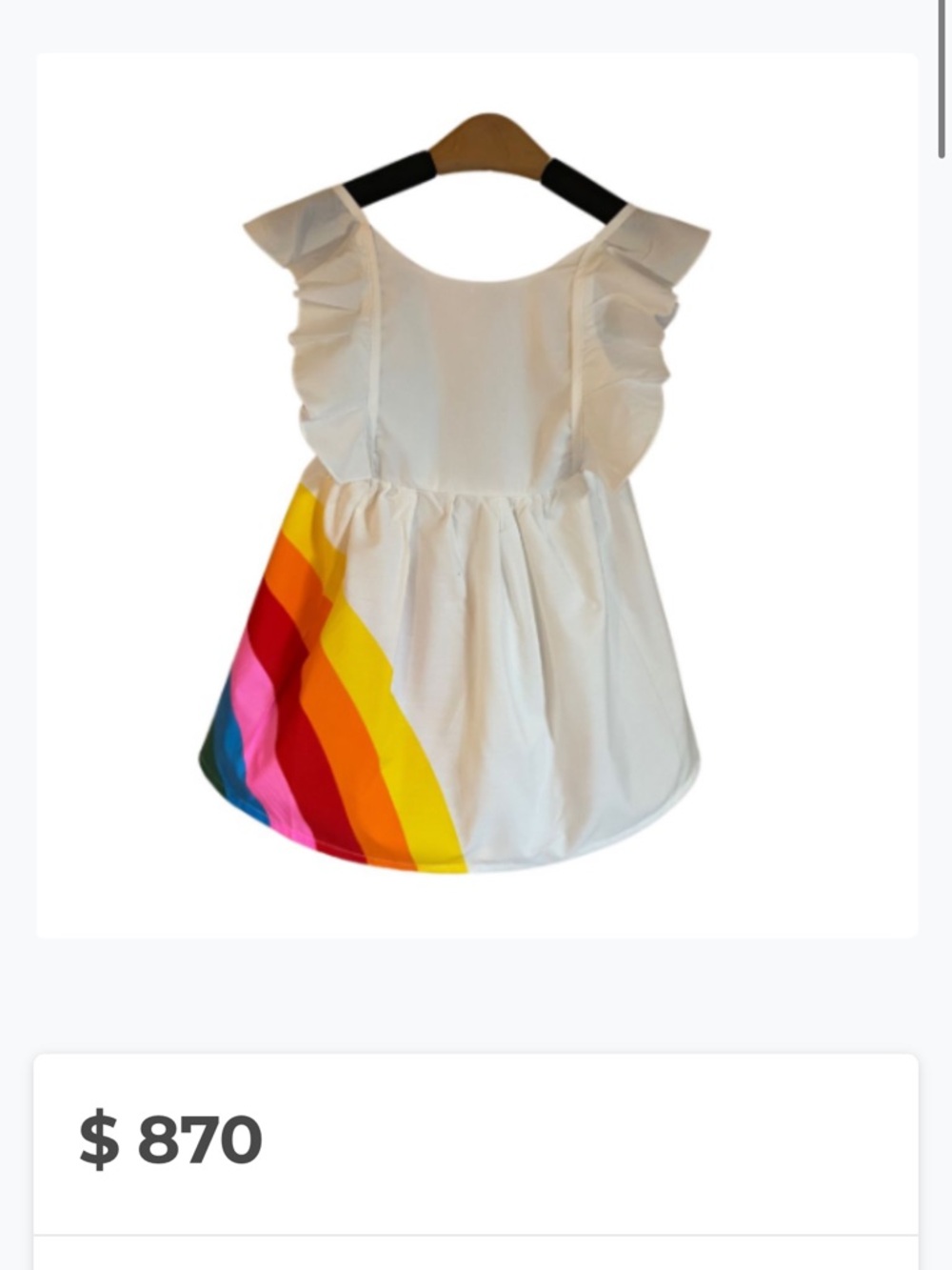 Girls White Rainbow-Striped Casual Dress
